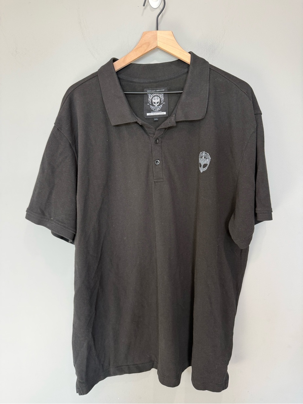 Grimfrost Clan Viking Polo Shirt Black 3XL Organic Cotton Norse Logo